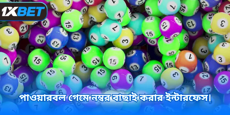 পাওয়ারবল গেমে নম্বর বাছাই করার ইন্টারফেস।