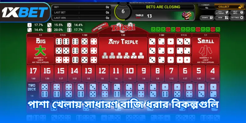 পাশা খেলায় সাধারণ বাজি ধরার বিকল্পগুলি