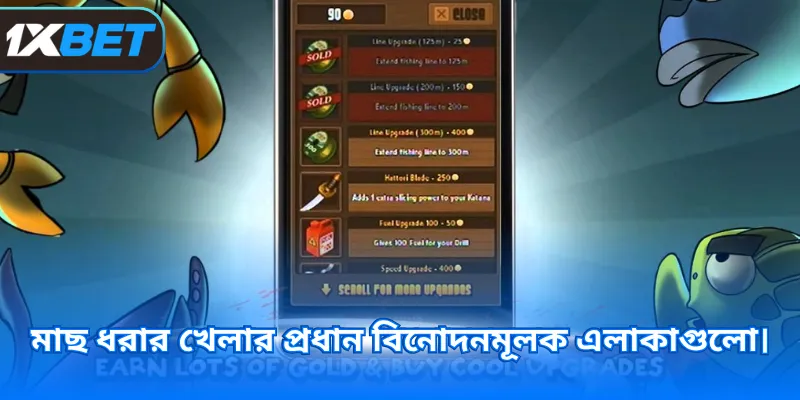 মাছ ধরার খেলার প্রধান বিনোদনমূলক এলাকাগুলো।